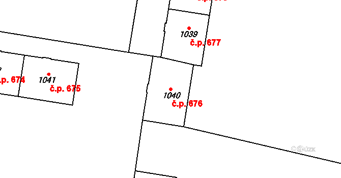 Kbely 676,677,678,679, Praha na parcele st. 1037 v KÚ Kbely, Katastrální mapa