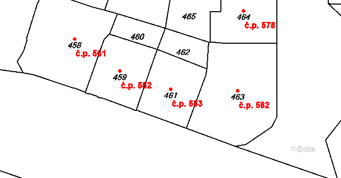 Vršovice 553, Praha na parcele st. 461 v KÚ Vršovice, Katastrální mapa