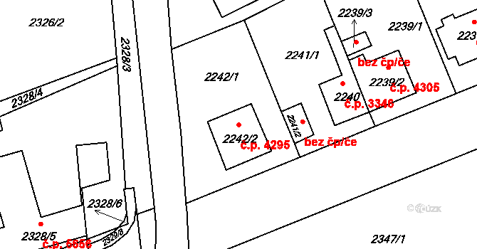 Chomutov 4295 na parcele st. 2242/2 v KÚ Chomutov II, Katastrální mapa