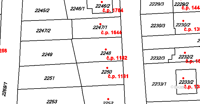 Šlapanice 1182 na parcele st. 2248 v KÚ Šlapanice u Brna, Katastrální mapa