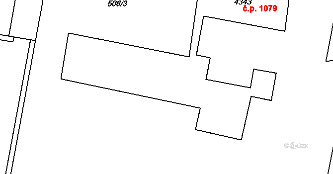 Horka-Domky 1079, Třebíč na parcele st. 4343 v KÚ Třebíč, Katastrální mapa