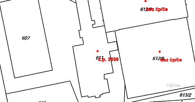 Proseč nad Nisou 3859, Jablonec nad Nisou na parcele st. 611 v KÚ Proseč nad Nisou, Katastrální mapa