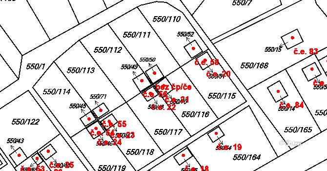 Ráj 21, Karviná na parcele st. 550/70 v KÚ Ráj, Katastrální mapa