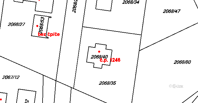 Liberec XIV-Ruprechtice 1246, Liberec na parcele st. 2068/40 v KÚ Ruprechtice, Katastrální mapa