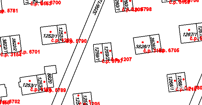 Zlín 5797 na parcele st. 1259/1 v KÚ Zlín, Katastrální mapa
