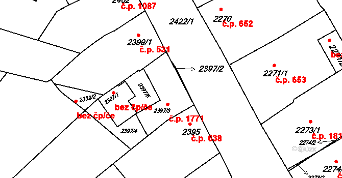 Vracov 1771 na parcele st. 2397/3 v KÚ Vracov, Katastrální mapa