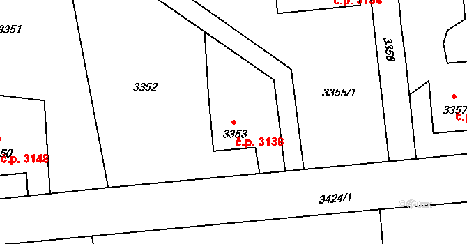 Martinov 3138, Ostrava na parcele st. 3353 v KÚ Martinov ve Slezsku, Katastrální mapa