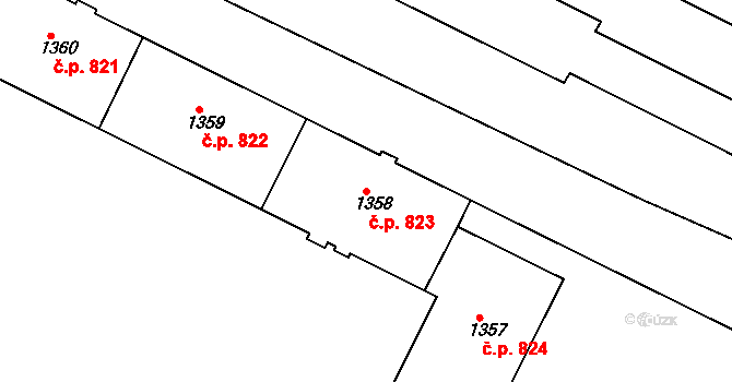 Poruba 823, Ostrava na parcele st. 1358 v KÚ Poruba, Katastrální mapa