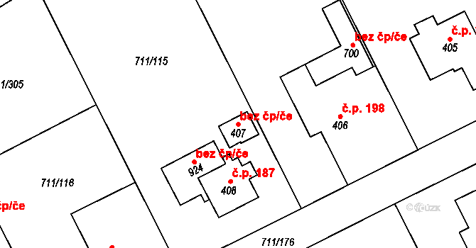 Turnov 38880237 na parcele st. 407 v KÚ Daliměřice, Katastrální mapa