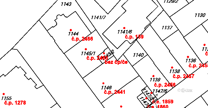 Teplice 39157237 na parcele st. 1145/2 v KÚ Teplice, Katastrální mapa