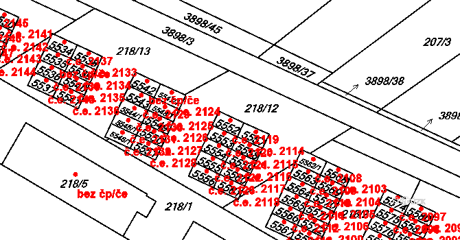 Řečkovice 2119, Brno na parcele st. 5552 v KÚ Řečkovice, Katastrální mapa