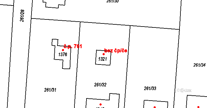 Ostrava 41627237 na parcele st. 1321 v KÚ Heřmanice, Katastrální mapa