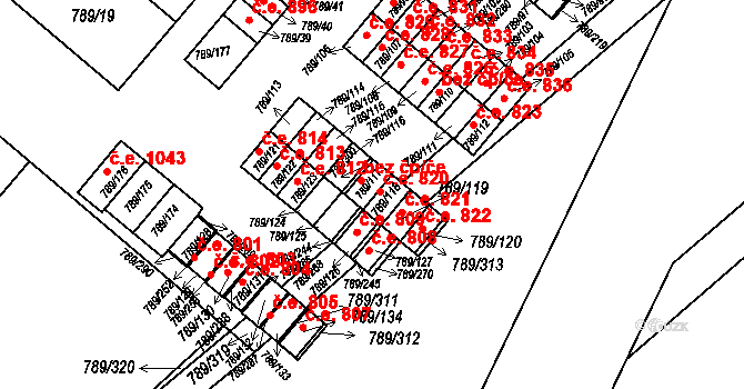Strážnice 43010237 na parcele st. 789/117 v KÚ Strážnice na Moravě, Katastrální mapa