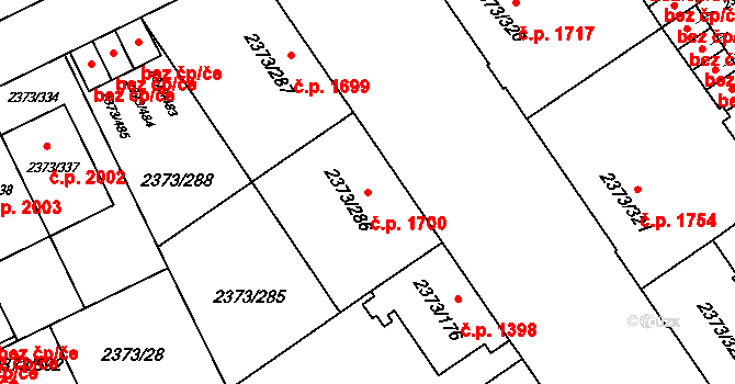 Předměstí 1700, Opava na parcele st. 2373/286 v KÚ Opava-Předměstí, Katastrální mapa