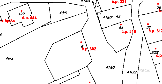 Javorovec 302, Mistřice na parcele st. 5 v KÚ Javorovec, Katastrální mapa