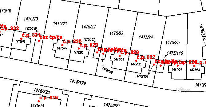 Praha 46754237 na parcele st. 1475/108 v KÚ Košíře, Katastrální mapa
