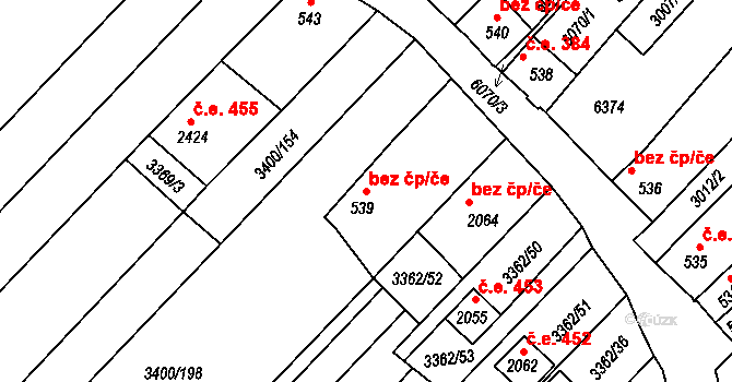 Velké Bílovice 47292237 na parcele st. 539 v KÚ Velké Bílovice, Katastrální mapa