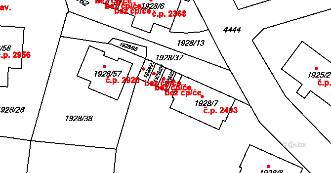 Teplice 47917237 na parcele st. 1928/25 v KÚ Teplice, Katastrální mapa