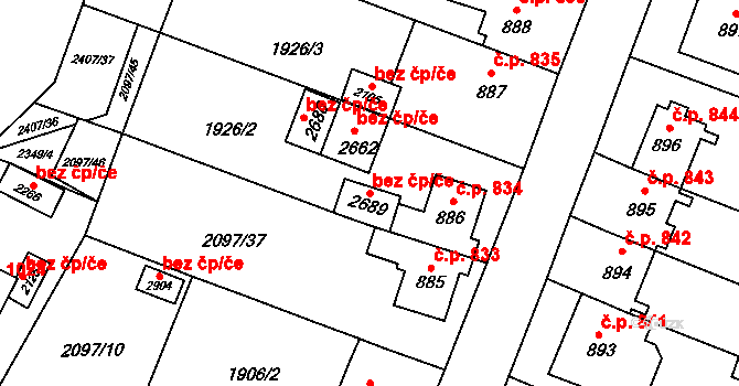 Opava 48125237 na parcele st. 2689 v KÚ Kateřinky u Opavy, Katastrální mapa