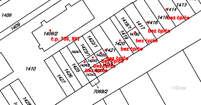 Pohořelice 49630237 na parcele st. 1422/2 v KÚ Pohořelice nad Jihlavou, Katastrální mapa