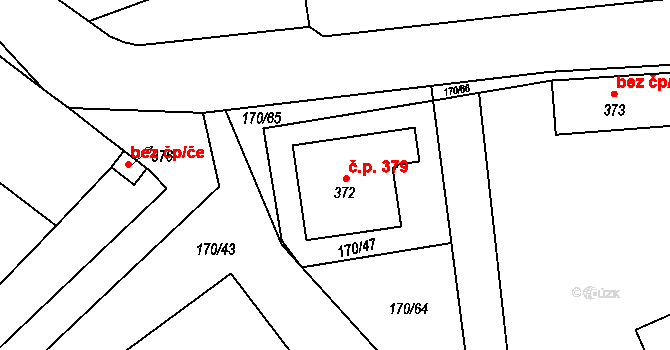 Humny 379, Pchery na parcele st. 372 v KÚ Pchery, Katastrální mapa