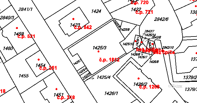 Braník 1812, Praha na parcele st. 1425/3 v KÚ Braník, Katastrální mapa