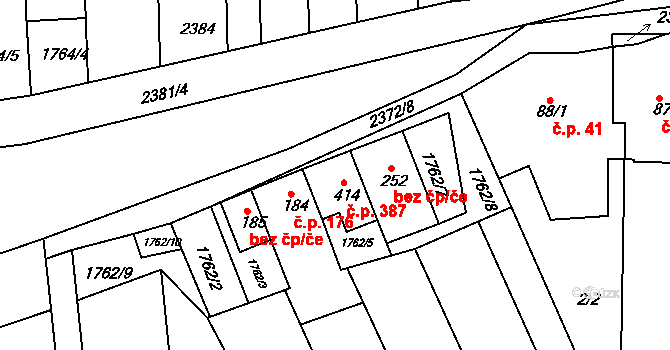 Drnovice 387 na parcele st. 414 v KÚ Drnovice, Katastrální mapa