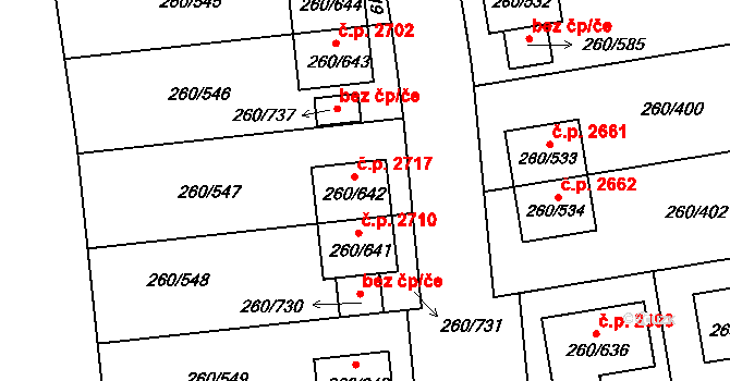 České Budějovice 2 2717, České Budějovice na parcele st. 260/642 v KÚ Haklovy Dvory, Katastrální mapa