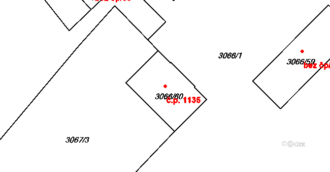 Český Těšín 1135 na parcele st. 3066/60 v KÚ Český Těšín, Katastrální mapa