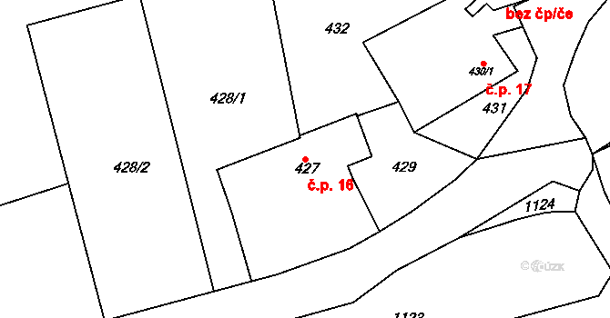 Chotiměř 16, Blížejov na parcele st. 427 v KÚ Chotiměř u Blížejova, Katastrální mapa