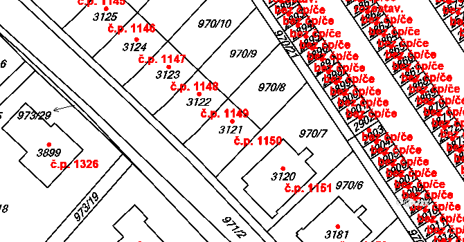Sušice II 1150, Sušice na parcele st. 3121 v KÚ Sušice nad Otavou, Katastrální mapa