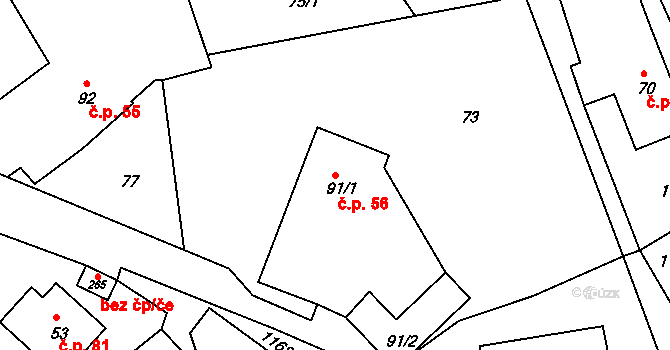 Chromeč 56 na parcele st. 91/1 v KÚ Chromeč, Katastrální mapa