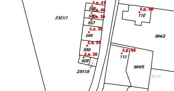 Cejle 37 na parcele st. 589 v KÚ Cejle, Katastrální mapa