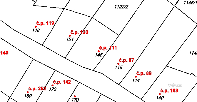 Hředle 111 na parcele st. 146 v KÚ Hředle, Katastrální mapa