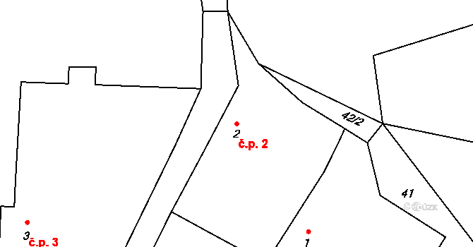 Branišov 2, Vyskytná na parcele st. 2 v KÚ Branišov pod Křemešníkem, Katastrální mapa