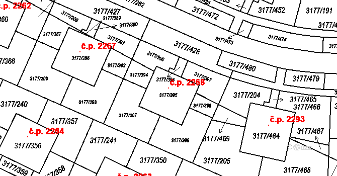 Tachov 2268 na parcele st. 3177/395 v KÚ Tachov, Katastrální mapa