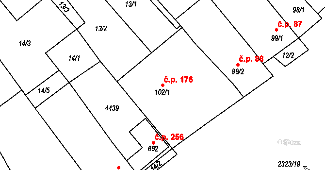 Brod nad Dyjí 176 na parcele st. 102/1 v KÚ Brod nad Dyjí, Katastrální mapa