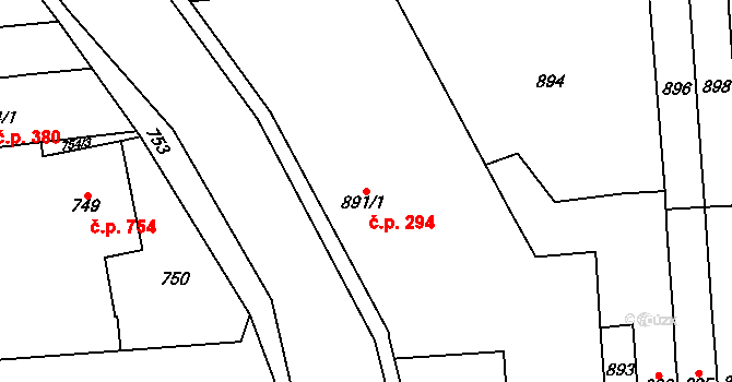 Pohořelice 294 na parcele st. 891/1 v KÚ Pohořelice nad Jihlavou, Katastrální mapa
