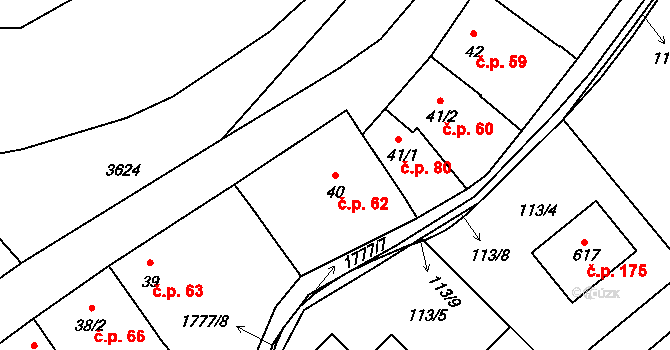Dobrotice 62, Holešov na parcele st. 40 v KÚ Dobrotice, Katastrální mapa