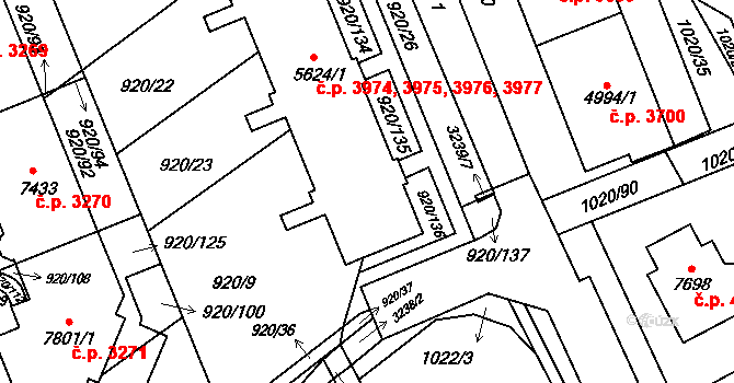 Kroměříž 3974,3975,3976,3977 na parcele st. 5624/1 v KÚ Kroměříž, Katastrální mapa