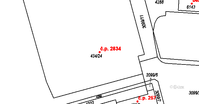 Rakovník II 2834, Rakovník na parcele st. 434/24 v KÚ Rakovník, Katastrální mapa