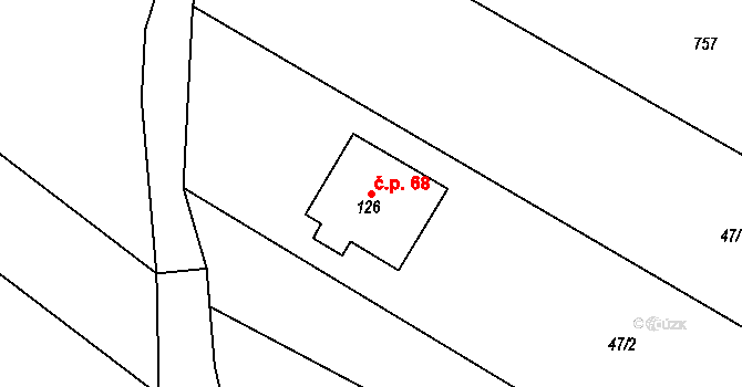Litostrov 68 na parcele st. 126 v KÚ Litostrov, Katastrální mapa