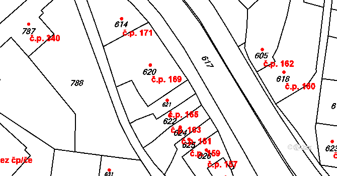 Otaslavice 165 na parcele st. 621 v KÚ Otaslavice, Katastrální mapa