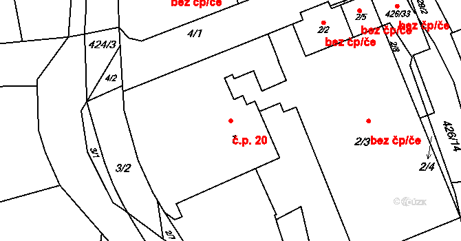 Kunčice 20, Bělotín na parcele st. 1 v KÚ Kunčice, Katastrální mapa
