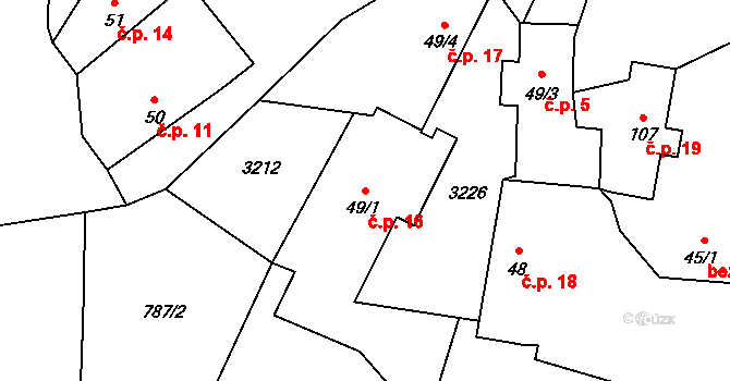 Čížov 16, Chabeřice na parcele st. 49/1 v KÚ Chabeřice, Katastrální mapa