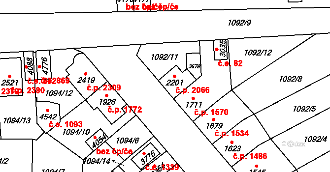 Aš 2066 na parcele st. 2201 v KÚ Aš, Katastrální mapa