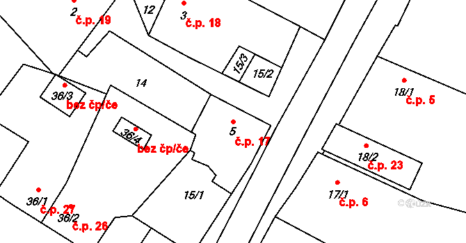 Kobylé 17, Pšov na parcele st. 5 v KÚ Kobylé, Katastrální mapa