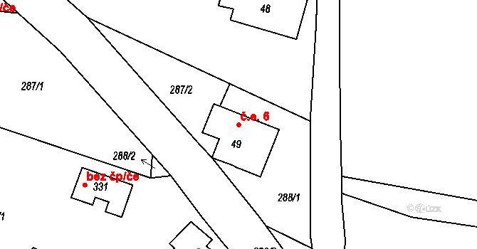 Skuhrov 6 na parcele st. 49 v KÚ Skuhrov u Železného Brodu, Katastrální mapa