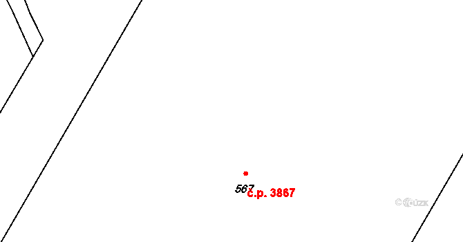 Kokonín 3867, Jablonec nad Nisou na parcele st. 567 v KÚ Kokonín, Katastrální mapa
