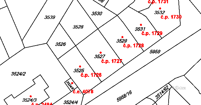 Jihlava 1727 na parcele st. 3527 v KÚ Jihlava, Katastrální mapa